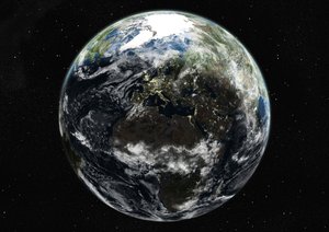 Globo centrado en Europa y África, imagen satelital en color verdadero de Unknown